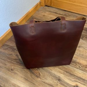 Portland Leather Goods cognac crossbody tote